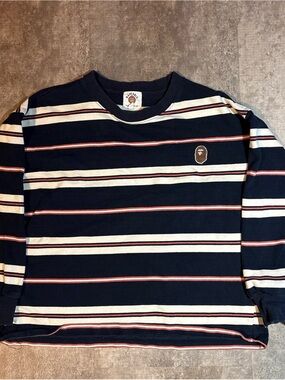 BAPEABLE A Bathing Ape Stripe T Shirt Fits KIDS M Red White Blue